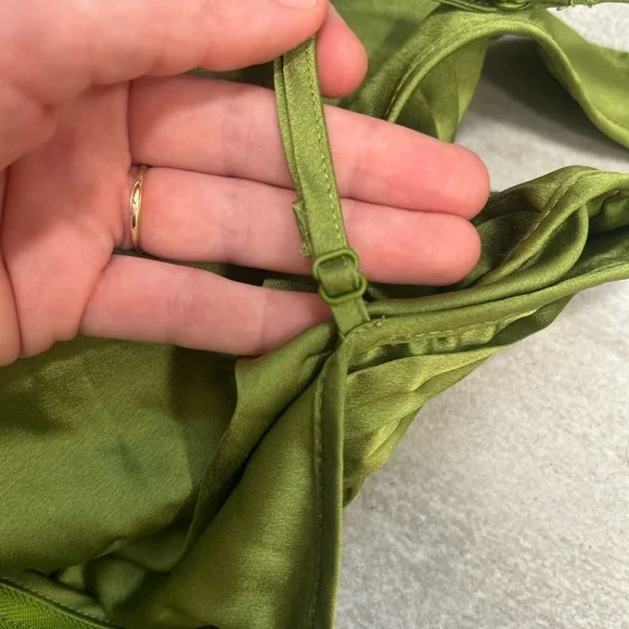 New Abercrombie & Fitch Green Pleated Mini Dress, size Medium Petite - Picture 12 of 15